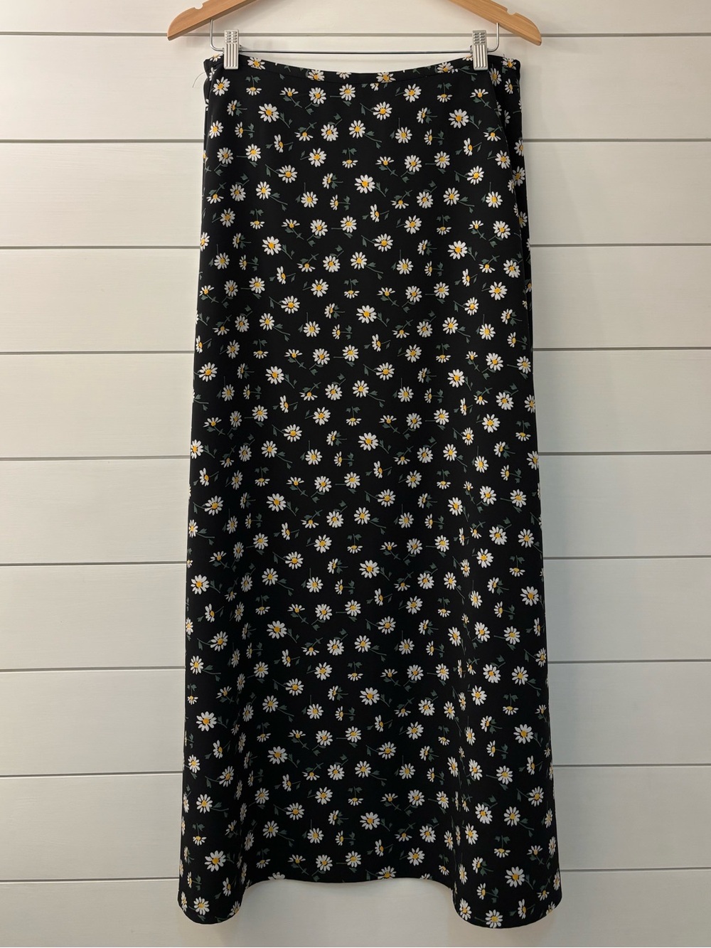 Black Daisy Print Maxi Skirt
